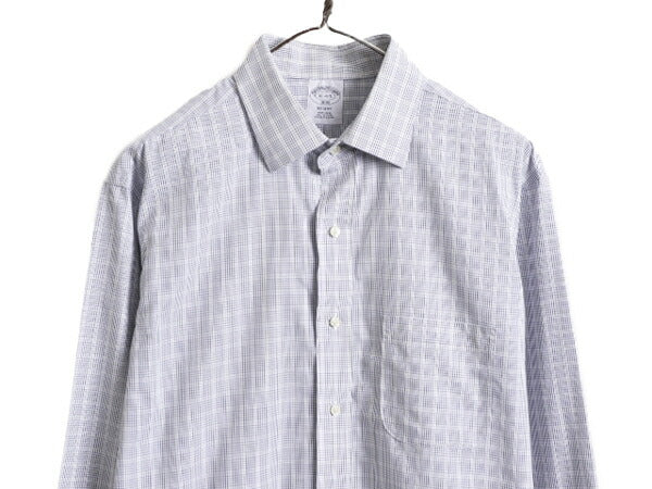 ブルックスブラザーズ チェック 長袖 シャツ メンズ L 程/ Brooks Brothers コットン ノーアイロン ワイシャツ 長袖シャツ ポケット付き