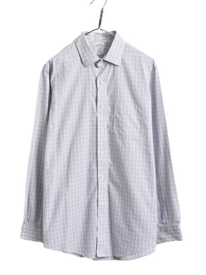 ブルックスブラザーズ チェック 長袖 シャツ メンズ L 程/ Brooks Brothers コットン ノーアイロン ワイシャツ 長袖シャツ ポケット付き