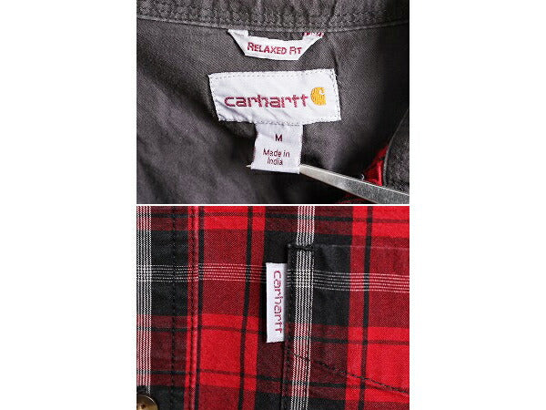 US企画 カーハート チェック ボタンダウン 長袖 シャツ メンズ M / Carhartt 長袖シャツ ワーク コットン マルチカラー 廃盤 ポケット付き