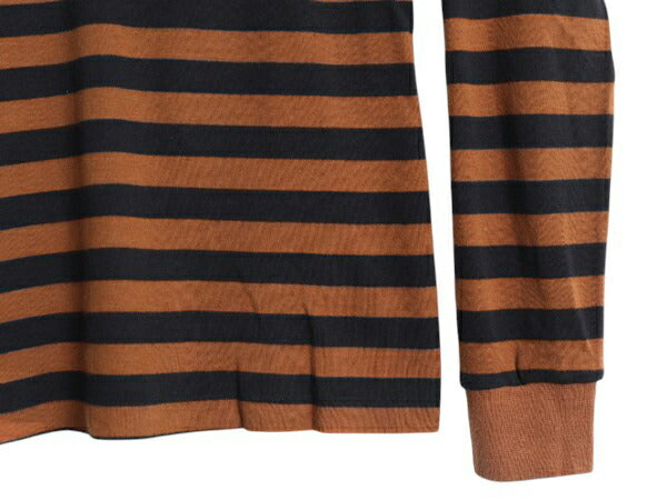 90s USA製 ランズエンド モックネック ボーダー 長袖 Tシャツ レディース S オールド ロンT ストレッチ ロングスリーブ スムース コットン