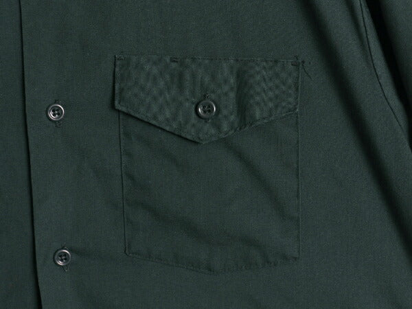 70s USA製 リー 半袖 ワーク シャツ メンズ L 程/ ヴィンテージ 黒タグ 半袖シャツ ポケット付き シワになりにくい 無地 シンプル グリーン