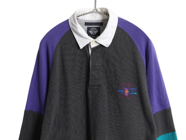 90s ドッカーズ リーバイス 長袖 ラガーシャツ メンズ L / オールド 長袖シャツ ポロシャツ ラグビー コットン ワンポイント マルチカラー