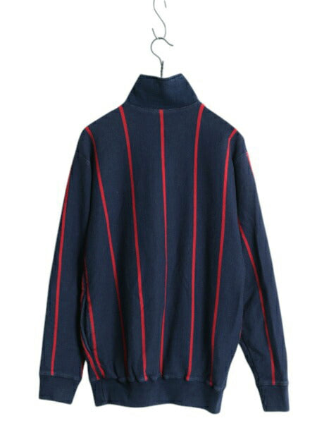 90s ポロ ラルフローレン ハーフジップ スウェット キッズ L メンズ S 程/ オールド クッキークレスト ハイネック ストライプ プルオーバー