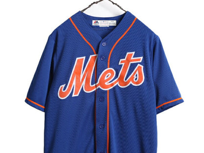 MLB オフィシャル Majestic メッツ ベースボール シャツ メンズ S / ユニフォーム ゲームシャツ メジャーリーグ 半袖シャツ 大リーグ 野球