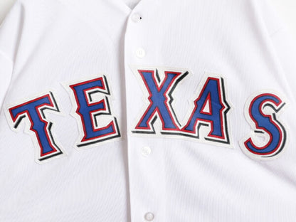 MLB オフィシャル Majestic レンジャーズ ベースボール シャツ メンズ M 古着 ユニフォーム 半袖シャツ ゲームシャツ メジャーリーグ 野球