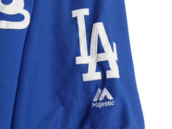 ドジャース ベースボール シャツ メンズ XXL 程/ MLB オフィシャル マジェスティック 大リーグ ユニフォーム ゲームシャツ 大きいサイズ 青