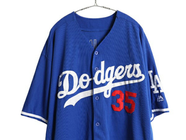 ドジャース ベースボール シャツ メンズ XXL 程/ MLB オフィシャル マジェスティック 大リーグ ユニフォーム ゲームシャツ 大きいサイズ 青