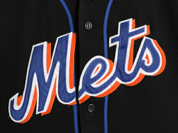 USA製 メッツ ベースボール シャツ メンズ M / MLB オフィシャル マジェスティック 大リーグ ユニフォーム ゲームシャツ ジャージ ブラック