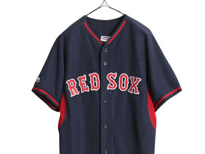 レッドソックス ベースボール シャツ メンズ S / MLB オフィシャル マジェスティック 大リーグ ユニフォーム ゲームシャツ ジャージ 重ね着