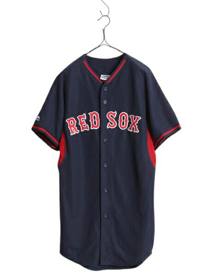 レッドソックス ベースボール シャツ メンズ S / MLB オフィシャル マジェスティック 大リーグ ユニフォーム ゲームシャツ ジャージ 重ね着