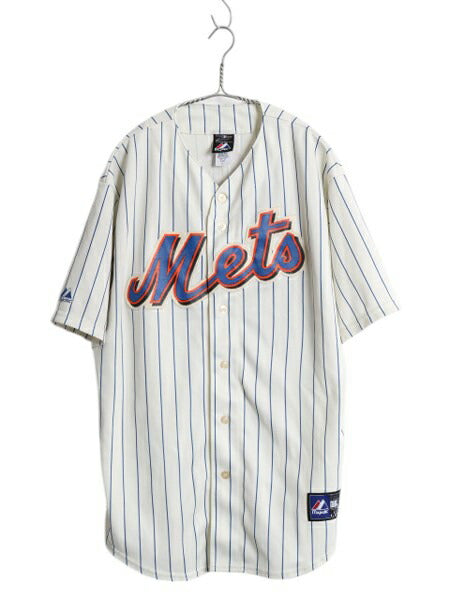 メッツ ベースボール シャツ メンズ L 古着 MLB オフィシャル マジェスティック 大リーグ ユニフォーム ゲームシャツ ジャージ 半袖シャツ