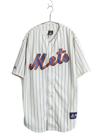 メッツ ベースボール シャツ メンズ L 古着 MLB オフィシャル マジェスティック 大リーグ ユニフォーム ゲームシャツ ジャージ 半袖シャツ