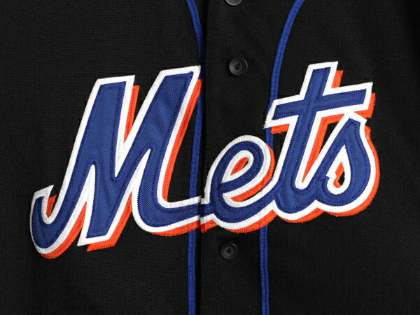 メッツ ベースボール シャツ メンズ M / MLB オフィシャル マジェスティック 大リーグ ユニフォーム ゲームシャツ 半袖シャツ ジャージ 黒