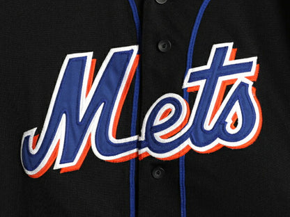 メッツ ベースボール シャツ メンズ M / MLB オフィシャル マジェスティック 大リーグ ユニフォーム ゲームシャツ 半袖シャツ ジャージ 黒