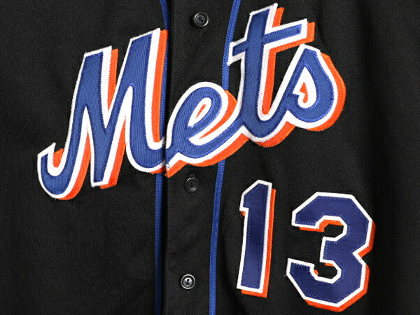 USA製 メッツ ベースボール シャツ メンズ M / MLB オフィシャル マジェスティック 大リーグ ユニフォーム ゲームシャツ ジャージ ブラック