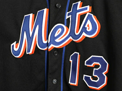 USA製 メッツ ベースボール シャツ メンズ M / MLB オフィシャル マジェスティック 大リーグ ユニフォーム ゲームシャツ ジャージ ブラック