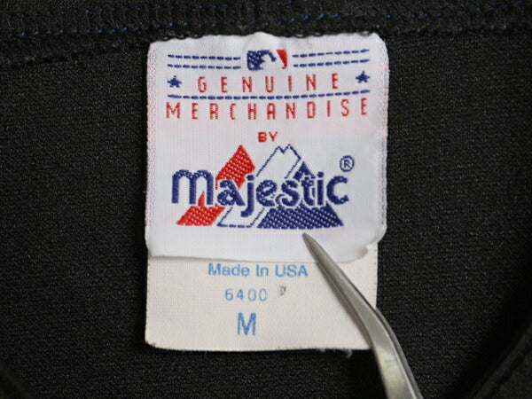 USA製 メッツ ベースボール シャツ メンズ M / MLB オフィシャル マジェスティック 大リーグ ユニフォーム ゲームシャツ ジャージ ブラック