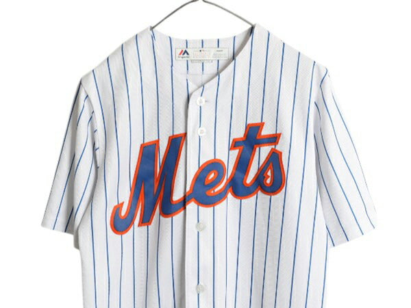 メッツ ベースボール シャツ メンズ S 古着 MLB オフィシャル マジェスティック 大リーグ ユニフォーム ゲームシャツ ジャージ 半袖シャツ