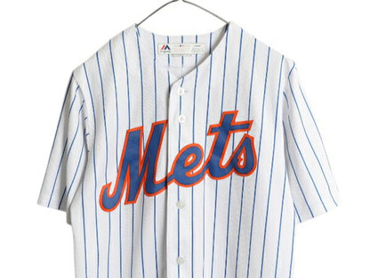 メッツ ベースボール シャツ メンズ S 古着 MLB オフィシャル マジェスティック 大リーグ ユニフォーム ゲームシャツ ジャージ 半袖シャツ
