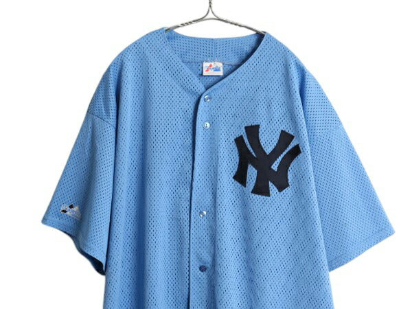 USA製 ヤンキース ベースボール シャツ メンズ XXL / MLB オフィシャル マジェスティック 大リーグ ユニフォーム 半袖シャツ 大きいサイズ