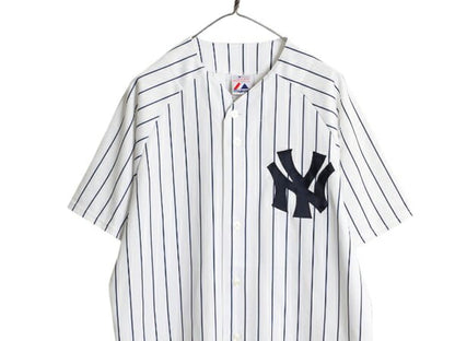 ヤンキース ベースボール シャツ メンズ XL 程/ MLB オフィシャル マジェスティック 大リーグ ユニフォーム ジャージ 重ね着 大きいサイズ