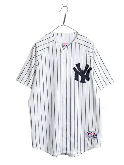 ヤンキース ベースボール シャツ メンズ XL 程/ MLB オフィシャル マジェスティック 大リーグ ユニフォーム ジャージ 重ね着 大きいサイズ