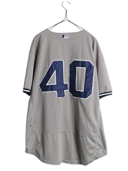 ヤンキース ベースボール シャツ メンズ XL 程/ MLB オフィシャル マジェスティック 大リーグ ユニフォーム ジャージ 大きいサイズ 重ね着