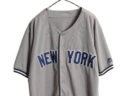 ヤンキース ベースボール シャツ メンズ XL 程/ MLB オフィシャル マジェスティック 大リーグ ユニフォーム ジャージ 大きいサイズ 重ね着