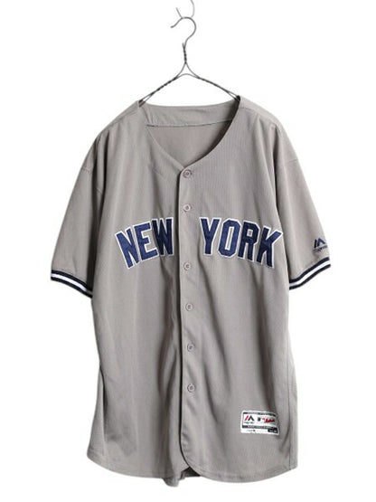 ヤンキース ベースボール シャツ メンズ XL 程/ MLB オフィシャル マジェスティック 大リーグ ユニフォーム ジャージ 大きいサイズ 重ね着