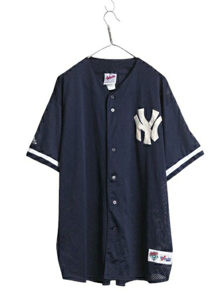 ヤンキース ベースボール シャツ メンズ XXL / MLB オフィシャル マジェスティック 大リーグ ユニフォーム 半袖シャツ 大きいサイズ 重ね着