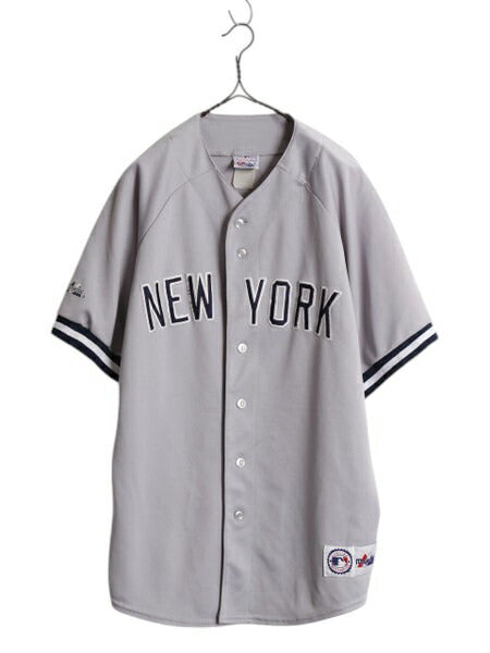 ヤンキース ベースボール シャツ メンズ XL 程/ MLB オフィシャル マジェスティック 大リーグ ユニフォーム 重ね着 ジャージ 大きいサイズ