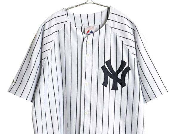 ヤンキース ベースボール シャツ メンズ S 程/ MLB オフィシャル マジェスティック 大リーグ ユニフォーム ゲームシャツ 半袖シャツ 重ね着