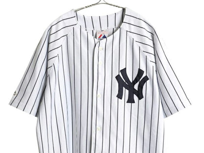 ヤンキース ベースボール シャツ メンズ S 程/ MLB オフィシャル マジェスティック 大リーグ ユニフォーム ゲームシャツ 半袖シャツ 重ね着