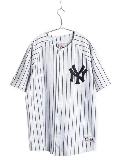ヤンキース ベースボール シャツ メンズ S 程/ MLB オフィシャル マジェスティック 大リーグ ユニフォーム ゲームシャツ 半袖シャツ 重ね着
