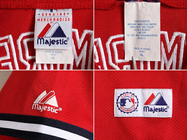 MLB オフィシャル Majestic レッドソックス ベースボール シャツ ボーイズ XL メンズ S 程/ 古着 ユニフォーム メジャーリーグ 半袖シャツ