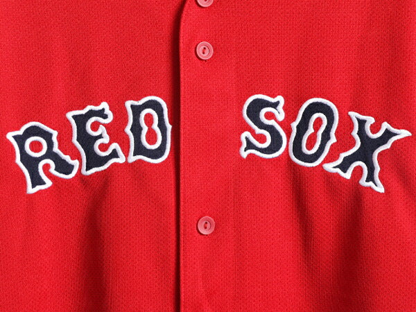 MLB オフィシャル Majestic レッドソックス ベースボール シャツ ボーイズ XL メンズ S 程/ 古着 ユニフォーム メジャーリーグ 半袖シャツ