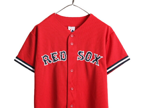 MLB オフィシャル Majestic レッドソックス ベースボール シャツ ボーイズ XL メンズ S 程/ 古着 ユニフォーム メジャーリーグ 半袖シャツ