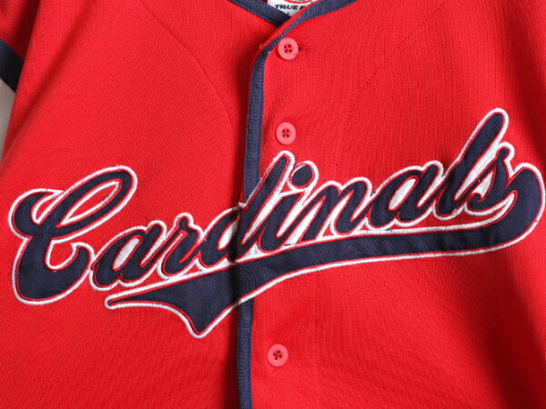 MLB オフィシャル TRUE FAN インディアンズ  ベースボール シャツ メンズ L / 古着 ゲームシャツ ユニフォーム メジャーリーグ 半袖シャツ