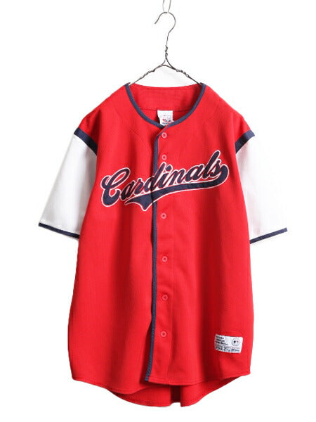 MLB オフィシャル TRUE FAN インディアンズ  ベースボール シャツ メンズ L / 古着 ゲームシャツ ユニフォーム メジャーリーグ 半袖シャツ