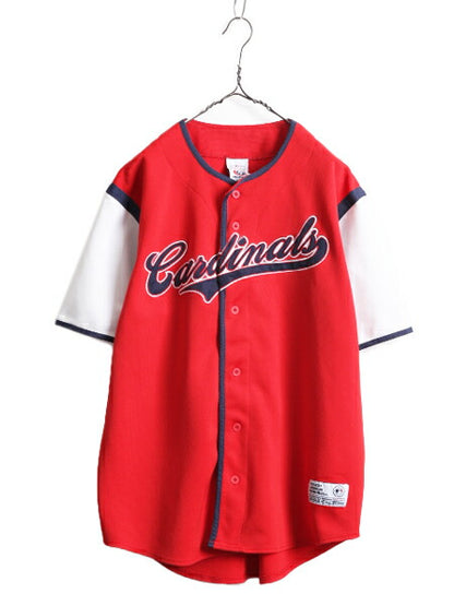 MLB オフィシャル TRUE FAN インディアンズ  ベースボール シャツ メンズ L / 古着 ゲームシャツ ユニフォーム メジャーリーグ 半袖シャツ