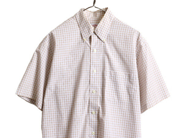 ブルックスブラザーズ チェック ボタンダウン 半袖 シャツ メンズ M / Brooks Brothers 346 半袖シャツ コットン ノーアイロン ワイシャツ