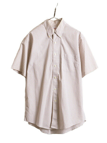 ブルックスブラザーズ チェック ボタンダウン 半袖 シャツ メンズ M / Brooks Brothers 346 半袖シャツ コットン ノーアイロン ワイシャツ