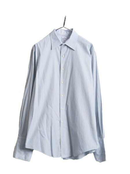 90s USA製 ブルックスブラザーズ ストライプ 長袖 シャツ メンズ L 程/ 90年代 オールド Brooks Brothers ドレス ワイシャツ ダブルカフス
