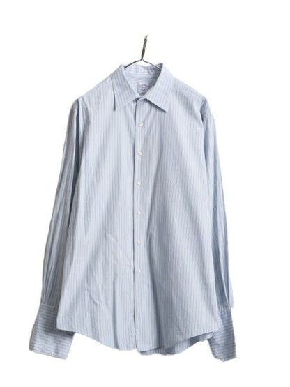 90s USA製 ブルックスブラザーズ ストライプ 長袖 シャツ メンズ L 程/ 90年代 オールド Brooks Brothers ドレス ワイシャツ ダブルカフス