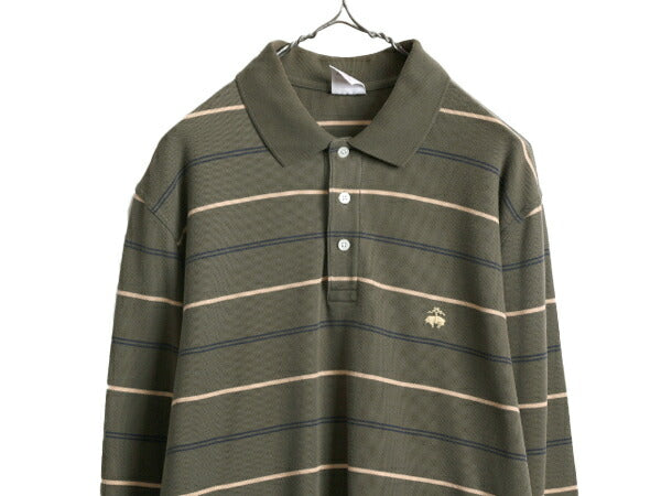 ブルックスブラザーズ ボーダー 鹿の子 長袖 ポロシャツ メンズ L / 古着 BROOKS BROTHERS 346 長袖シャツ コットン ワンポイント ボックス