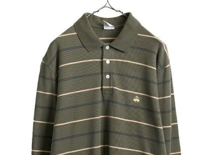 ブルックスブラザーズ ボーダー 鹿の子 長袖 ポロシャツ メンズ L / 古着 BROOKS BROTHERS 346 長袖シャツ コットン ワンポイント ボックス