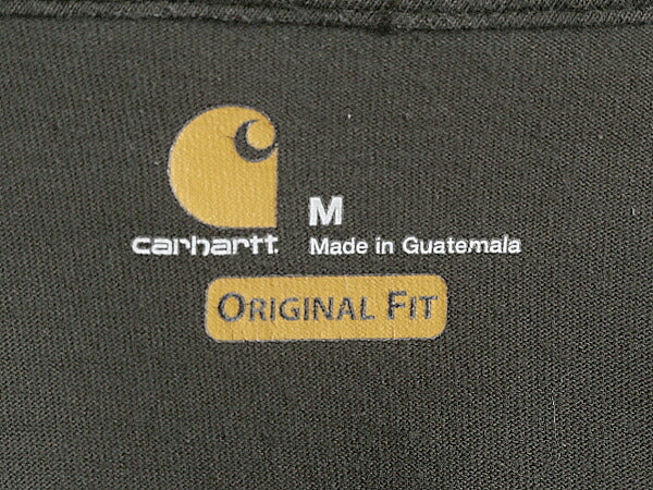 カーハート ポケット付き 長袖 Tシャツ メンズ M / 古着 CARHARTT ロンT ワンポイント ポケT ロゴT ヘビーウェイト ワーク クルーネック 灰