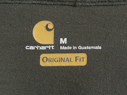 カーハート ポケット付き 長袖 Tシャツ メンズ M / 古着 CARHARTT ロンT ワンポイント ポケT ロゴT ヘビーウェイト ワーク クルーネック 灰