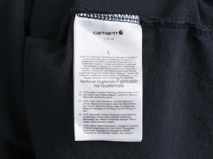 カーハート ポケット付き 長袖 Tシャツ メンズ L / 古着 CARHARTT ロンT ワンポイント ポケT ロゴT ヘビーウェイト クルーネック ワーク 紺