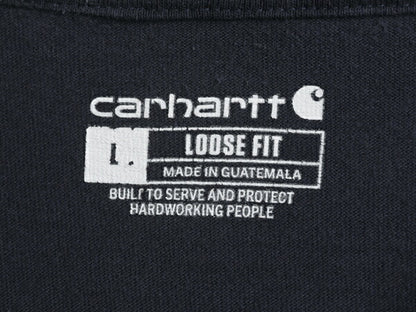 カーハート ポケット付き 長袖 Tシャツ メンズ L / 古着 CARHARTT ロンT ワンポイント ポケT ロゴT ヘビーウェイト クルーネック ワーク 紺